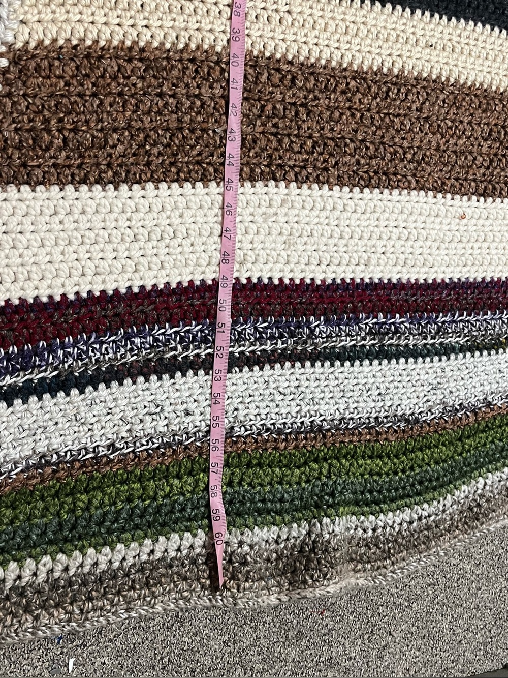 Handmade Big Thick Chunky Striped Crochet Blanket - Multicolor Neutral Rainbow - Picture 7 of 7